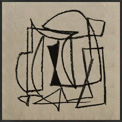 Wendover Art Group Architect Scribbles 3 By Christopher Kennedy - Floater Frame Painting In Black;sand