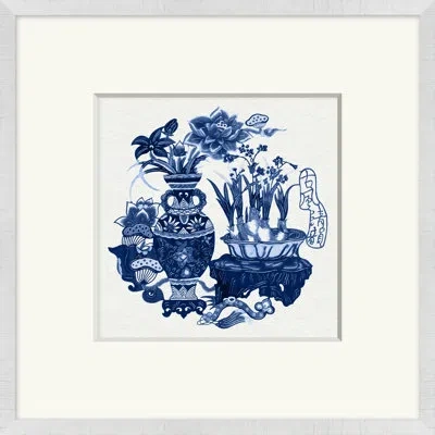 Wendover Art Group Asian Cut Paper Motif 2 - Picture Frame Painting In Blue;white