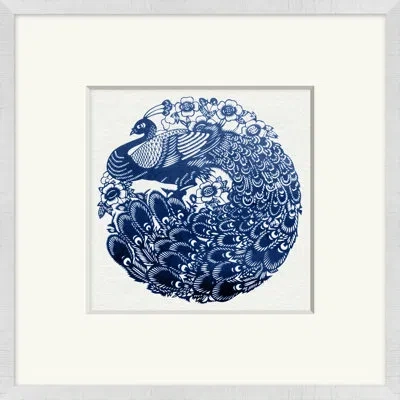 Wendover Art Group Asian Cut Paper Motif 4 - Picture Frame Painting In Blue;white