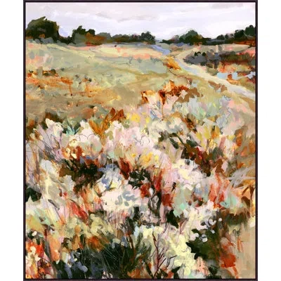 Wendover Art Group Autumn Grassfield In Brown,green,pink,red