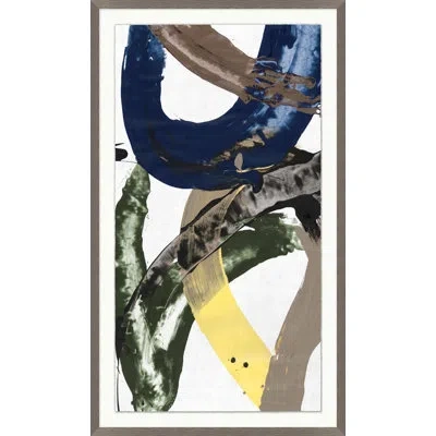 Wendover Art Group Azure Abstract 4 By Thom Filicia - Floater Frame Painting In Blue;white;green;yellow