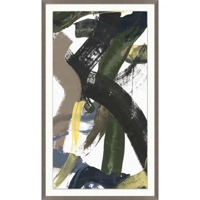 Wendover Art Group Azure Abstract 5 By Thom Filicia - Floater Frame Painting In Blue;black;white;green