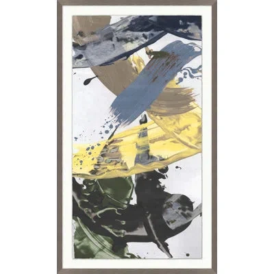 Wendover Art Group Azure Abstract 6 By Thom Filicia - Floater Frame Painting In Blue;white;green;yellow