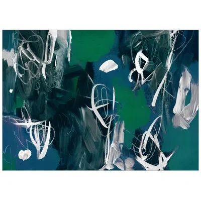 Wendover Art Group Baby Can You See It Now By Christopher Kennedy - Floater Frame Painting On Canvas In Blue;white;green