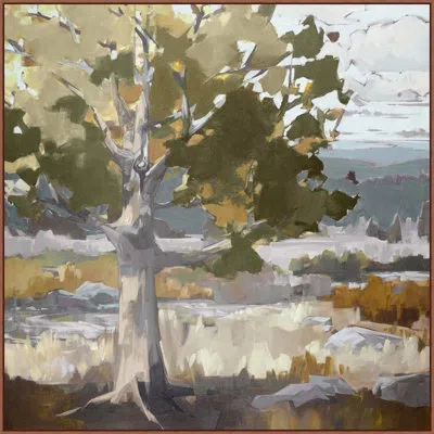 Wendover Art Group " Backyard Tree " In Green,gray,yellow,brown