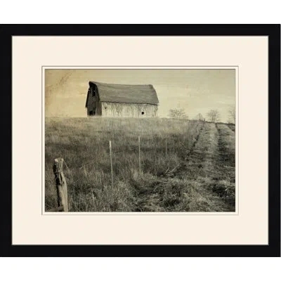 Wendover Art Group Barn And Field Iii - Picture Frame Photograph On Paper In Gray;beige