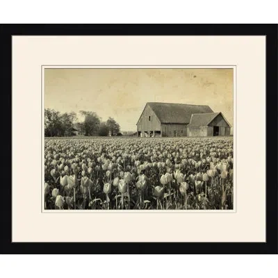 Wendover Art Group Barn And Field Iv - Picture Frame Photograph On Paper In Gray;beige