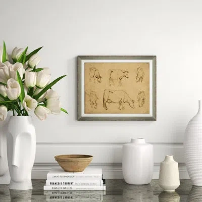 Wendover Art Group Barnyard Study 3 Picture Frame Drawing Print In Brown;gray