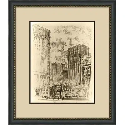 Wendover Art Group Battery Park - Picture Frame Drawing Print On Paper In Gray;beige