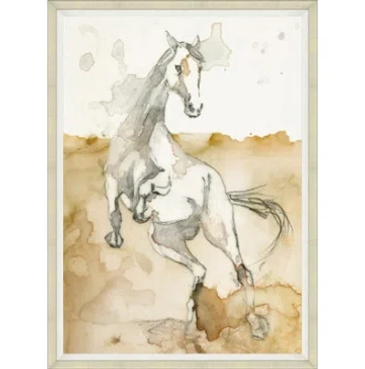 Wendover Art Group Beauty Rears Up - Picture Frame Painting On Paper In Gray;beige
