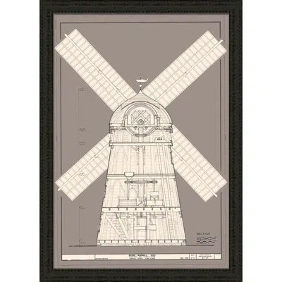 Wendover Art Group Bebe Windmill V - Picture Frame Drawing Print On Paper In White;gray