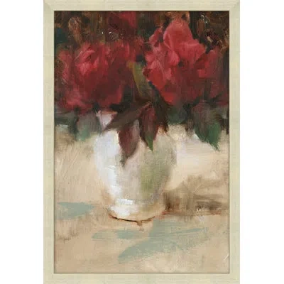 Wendover Art Group Bedside Roses - Picture Frame Painting On Canvas In Red;beige