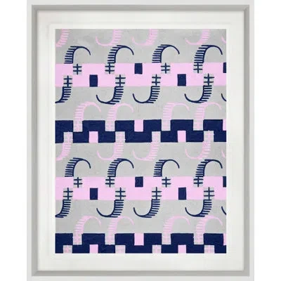 Wendover Art Group Bermuda Pink And Navy 6 - Picture Frame Print On Paper In Gray;pink;purple