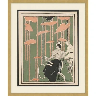 Wendover Art Group Bicycle Jaunt - Picture Frame Painting On Paper In Green;beige;orange