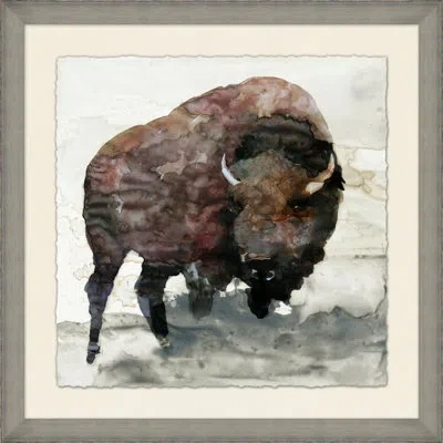 Wendover Art Group Big Buffalo 1 - Picture Frame Painting On Paper In Black;brown;gray