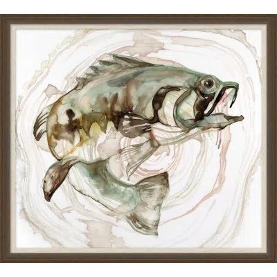 Wendover Art Group Big Catch 1 - Picture Frame Painting On Paper In Green;gray;beige