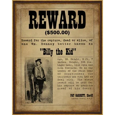 Wendover Art Group Billy The Kid - Picture Frame Advertisements On Paper In Black;brown