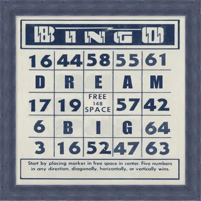 Wendover Art Group Bingo 3 - Picture Frame Textual Art On Paper In Cream;navy