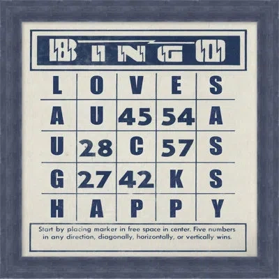 Wendover Art Group Bingo 4 - Picture Frame Textual Art On Paper In Cream;navy