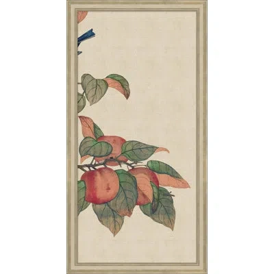 Wendover Art Group 'birds And Fruit Triptych 3' By Lillian August - Picture Frame Painting On Paper In Green;red;beige