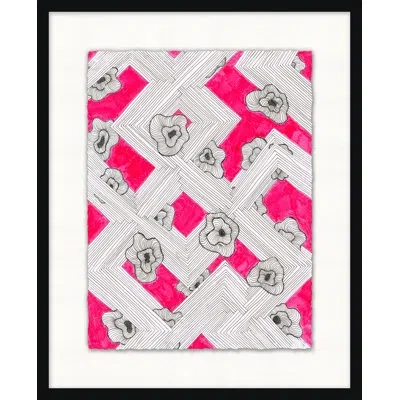Wendover Art Group Black And White And Red All Over 2 - Picture Frame Painting On Paper In Black;white;pink