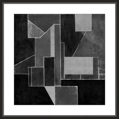 Wendover Art Group Black Blocks 1 By Christopher Kennedy - Picture Frame Painting On Paper In Black;gray