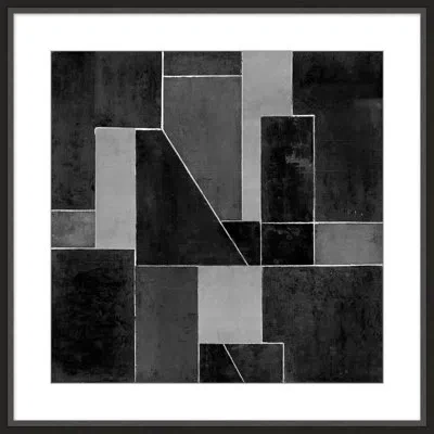 Wendover Art Group Black Blocks 2 By Christopher Kennedy - Picture Frame Painting On Paper In Black;gray