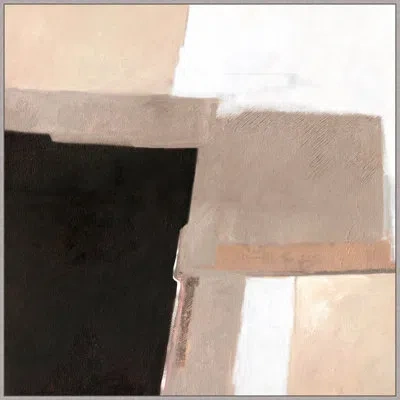 Wendover Art Group Blissful Blocks 1 - Floater Frame Print On Canvas In Tan,black,white