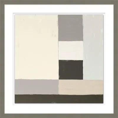 Wendover Art Group Block Abstract 2 - Picture Frame Painting On Paper In Gray;beige;dark Brown