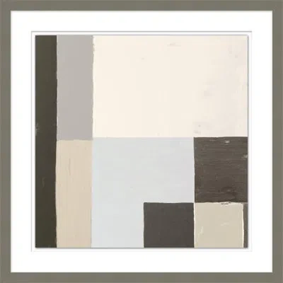Wendover Art Group Block Abstract 3 - Picture Frame On Paper In Gray;beige;dark Brown