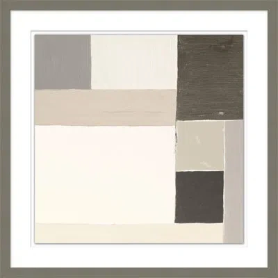 Wendover Art Group Block Abstract 4 - Picture Frame On Paper In Gray;beige;dark Brown