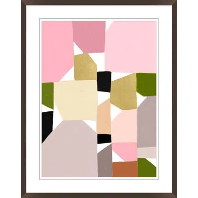 Wendover Art Group Block No. 3 By Christopher Kennedy - Picture Frame Painting On Paper In Green;gray;beige;pink