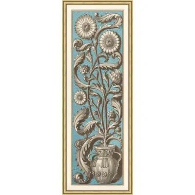 Wendover Art Group Blue Floral Motif 1 - Picture Frame Painting On Paper In Blue;green