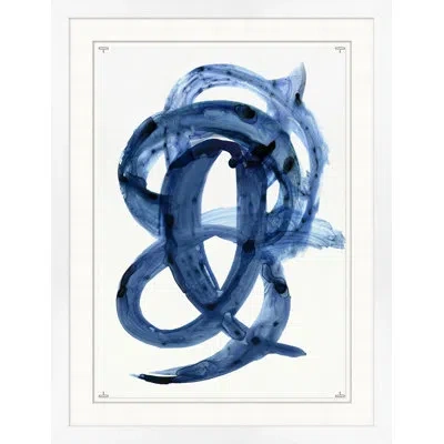Wendover Art Group Blue Fluidity 2 By Thom Filicia - Picture Frame Painting Print In White;cobalt Blue