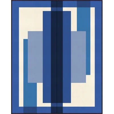 Wendover Art Group Blue Geo Diptych By Studiobjet - Floater Frame Graphic Art On Canvas In Blue;white