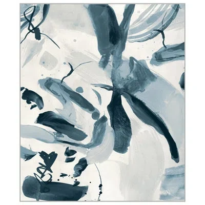 Wendover Art Group Blue Terrazzo 1 - Picture Frame Print On Canvas In Blue;white
