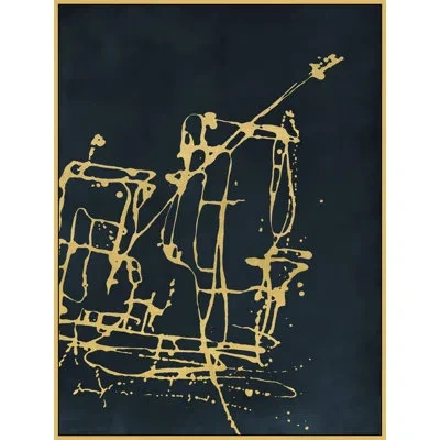 Wendover Art Group Blue Velvet Splash 2 By Thom Filicia - Floater Frame Painting On Canvas In Blue,silver Floater Framed Canvas