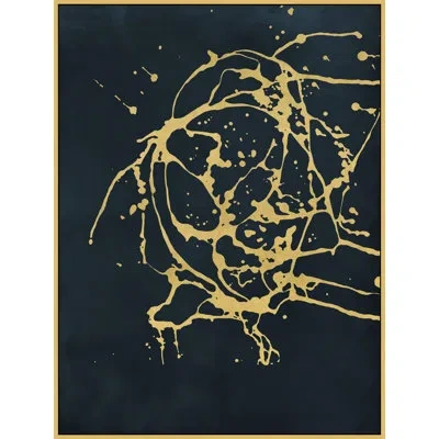 Wendover Art Group Blue Velvet Splash 4 By Thom Filicia - Floater Frame Painting On Canvas In Black;yellow
