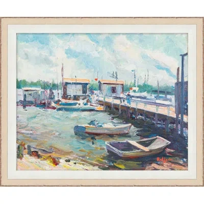 Wendover Art Group Boats In The Water 1 - Picture Frame Painting On Canvas In Blue;beige