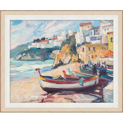 Wendover Art Group Boats In The Water 2 - Picture Frame Painting On Canvas In Blue;beige