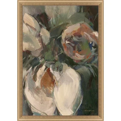 Wendover Art Group Bouquet 1 - Picture Frame Painting On Canvas In Black;green;ivory