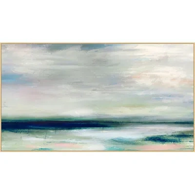 Wendover Art Group Bright Shore - Floater Frame Print On Canvas In White,blue