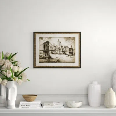 Wendover Art Group Brooklyn Bridge - Picture Frame Painting In Gray;beige