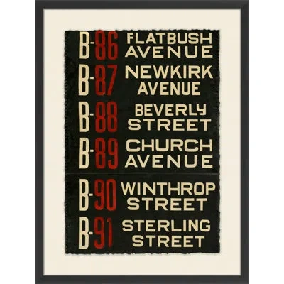 Wendover Art Group Brooklyn Bus Roll Sign Ii - Picture Frame Textual Art On Paper In Black;red;gold