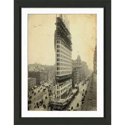 Wendover Art Group Building The Flatiron - Picture Frame Photograph On Paper In Brown;gray