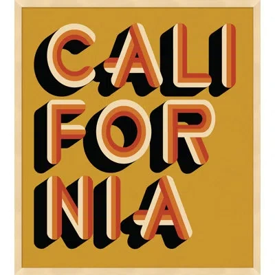Wendover Art Group California Yellow By Christopher Kennedy - Picture Frame Textual Art On Paper In Black;red;orange