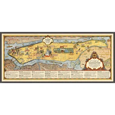 Wendover Art Group Chart Of Long Island - Shadowbox Graphic Art On Paper In Blue;brown;yellow