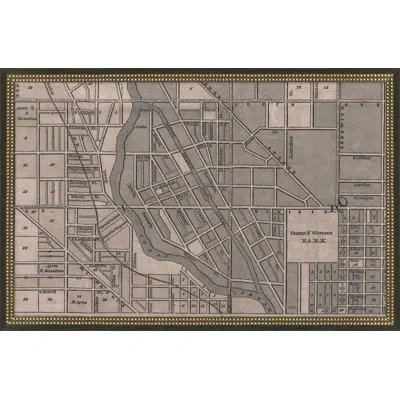 Wendover Art Group Chicago Vintage Grid Map B In Beige,gray,black