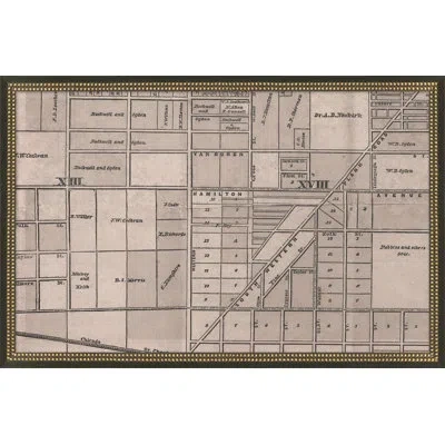 Wendover Art Group Chicago Vintage Grid Map G In Beige,gray,black