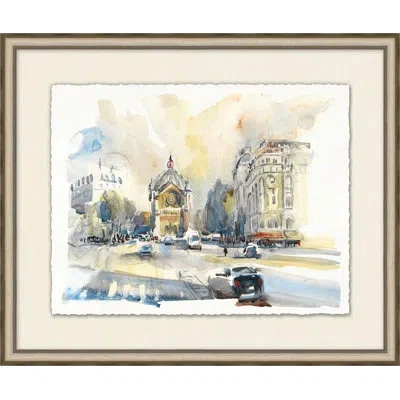 Wendover Art Group City Walk 2 - Picture Frame Painting On Paper In Beige;yellow
